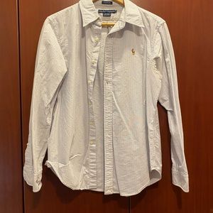 Ralph Lauren Classic Cotton Button down size 14 Blue Striped Shirt